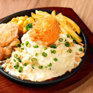 手作りタルタルハンバーグ定食 ＋ 半熟玉子カツ