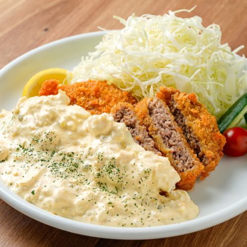 手作りタルタル肉汁爆発メンチカツ定食
