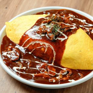 牛肉ハヤシソースのオムライス