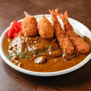 カレー ＋ エビフライ＆カニクリームコロッケ(2ケずつ)