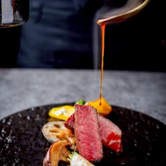 【鉄板の醍醐味】北海道産和牛ステーキや海鮮を堪能 全5品♪鉄板ショートコース 7700円(税込)