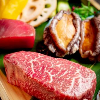 【至高の逸品】海鮮鉄板焼きと和牛ステーキの大満足の内容♪鉄板フルコース 13200円(税込)