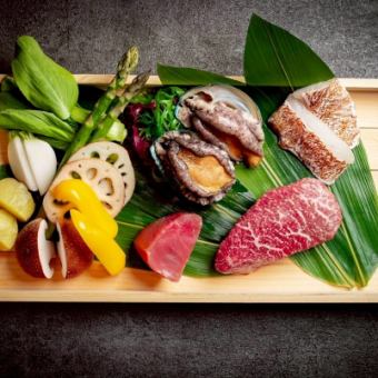 【大切な記念日に】メッセージプレート付！和牛と海鮮でお祝い♪記念日コース 13200円(税込)