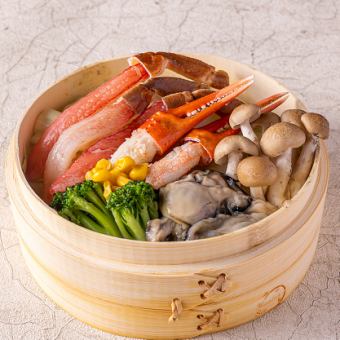 ズワイと牡蠣の蒸籠蒸し