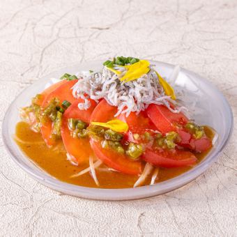 しらすのせ冷やしトマトわさび香味だれ