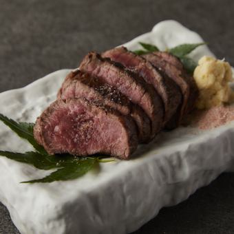 山わさび醤油で食べる ~ 道産黒毛和牛の炙り ~