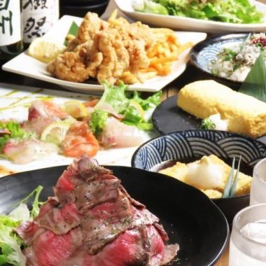 Reservation required!All-you-can-drink with draft beer for 3 hours all day!Japanese roast beef and luxurious red and white shabu-shabu course