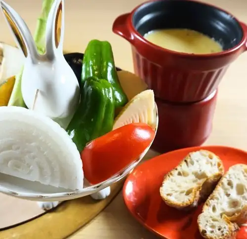 チーズフォンデュと焼き野菜のセット