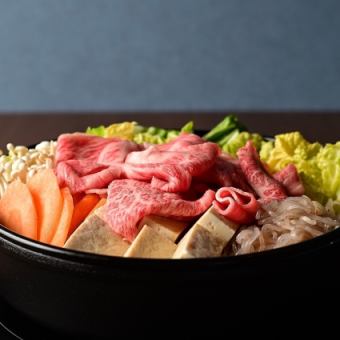 【コースサイドメニューおかわり自由】特選黒毛和牛すき焼き260ｇコース☆全8品！2名様～利用◎