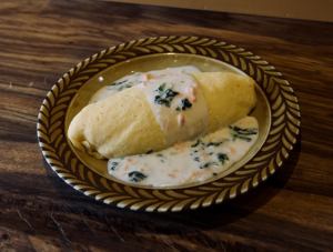 Salmon and spinach in cream sauce
