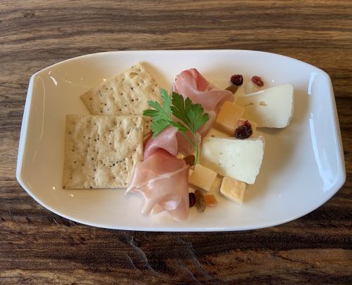 Assorted prosciutto and two kinds of cheese