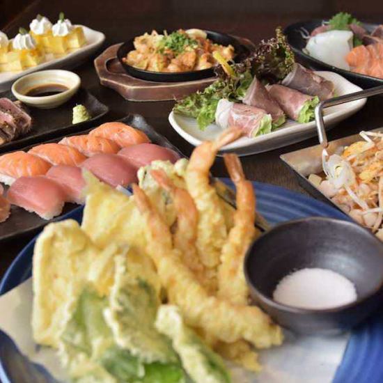 All-you-can-drink for 3 hours on weekdays (2.5 hours during busy season) Wagyu offal and 9 dishes including tempura ⇒ 7,000 yen