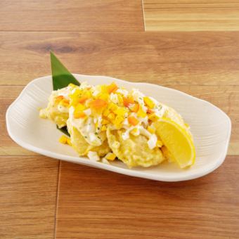 Chicken tempura tartare with plenty of eggs