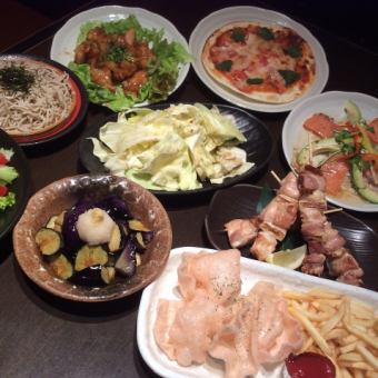 【平日限定】　日～木限定　鮮魚のカルパッチョや豚バラ鉄板等7品＋飲み放題付3500円