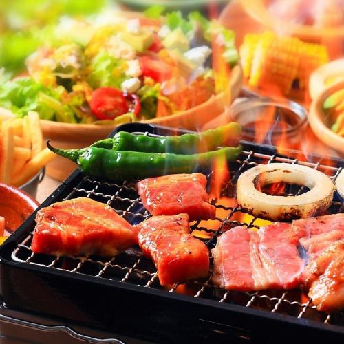 BBQ course with ingredients and utensils