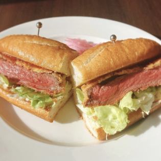 Beef cutlet baguette sandwich