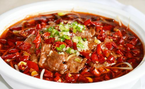 Sliced beef with Japanese pepper mustard (boiled beef)