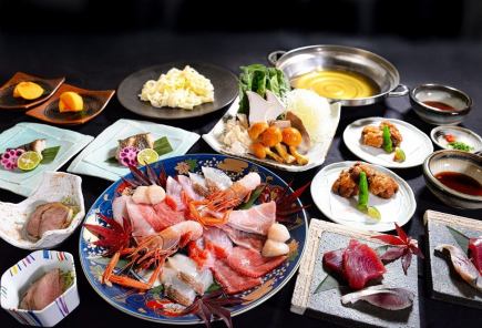 忘年会におすすめ！【魚しゃぶ　コース 全7品税込7,700円】鮮魚のしゃぶしゃぶとふぐのコース