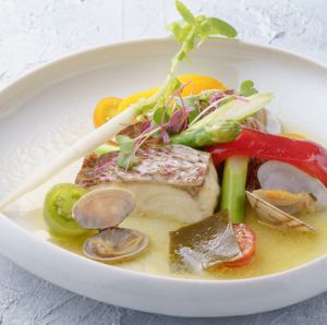 Aqua Pazza with Sea Bream and Seasonal Vegetables