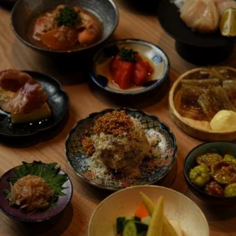 生ビール含む50種類120分飲み放題付◎串5種や海鮮刺身など自慢の一品料理も多数◎全14品7,000円