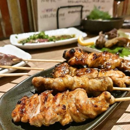 【炭火やきとり輪の一品4000円(税込)コース】やきとり盛り合わせ等お料理《全7品》飲み放題付き!