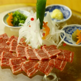 Premium marbled horsemeat sashimi
