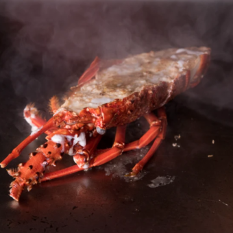 【雅】活伊勢海老と和牛ステーキ食べ比べコース。活伊勢海老とA5ランクステーキ等18700円(税込)