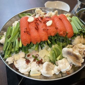 鍋コース【プレミアム飲放120分付】串焼き3本盛りや博多明太もつ鍋など全7品⇒5000円(税込)