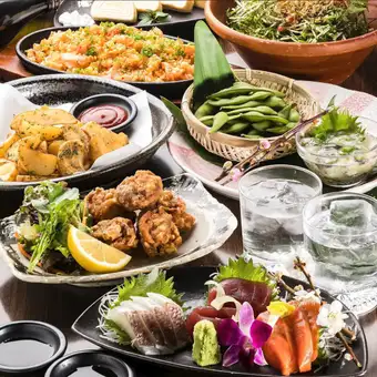 【3小时畅饮（含生啤）】九州美食与黄金内脏火锅九道菜套餐“武藏” 4500日元 ⇒ 3500日元