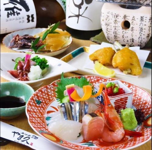 [For banquets] All-you-can-drink for 2 hours for 4 items including assorted sashimi, grilled charcoal, chicken wings + 2200 yen