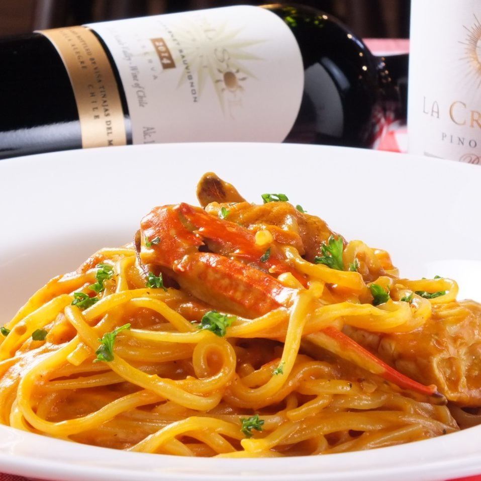 自家製生パスタと築地直送海鮮カルパッチョが人気のイタリアン♪100席の広々店内！