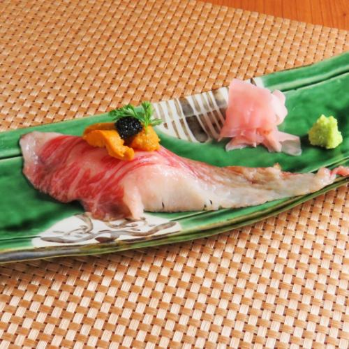 Wagyu roasted sea urchin sushi ~ with caviar ~ (consistent)