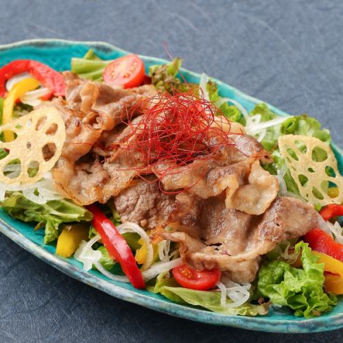 Stamina salad of beef ribs and colorful vegetables