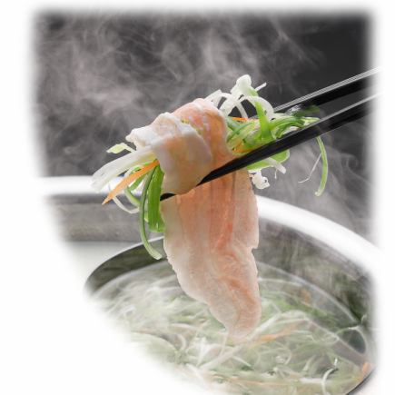 【平日限定ランチ】　豚・鶏しゃぶセット1080円(税込)　※ビュッフェ食べ放題付き60分