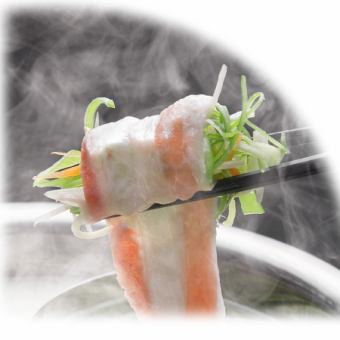 【平日限定ディナー】　牛・豚・鶏しゃぶセット1480円(税込)　※ビュッフェ食べ放題付き60分