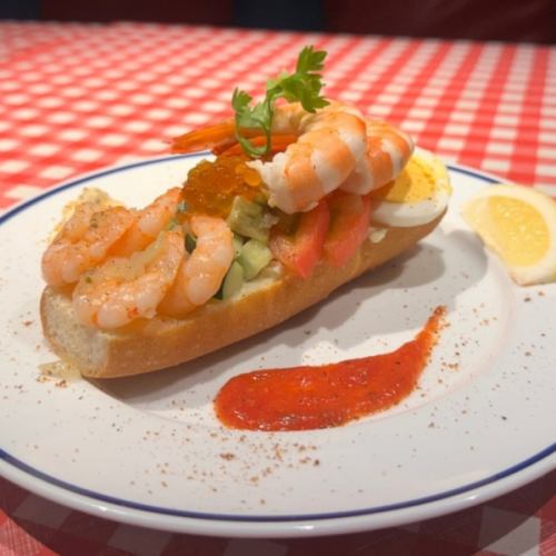 <Shrimp and salmon roe Smorrebrod>새우와 이쿠라의 스모 블로우