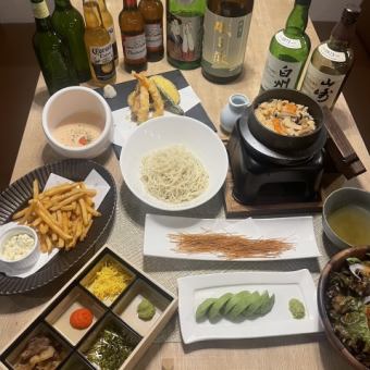 【竹コース】デザート付き♪鴨葱やさつまバターやお好きな素麺等全7品⇒3000円