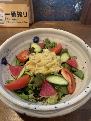 Wasabi salad with potato and avocado