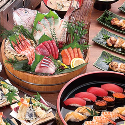 Enjoy fresh fish and local sake from all over the country