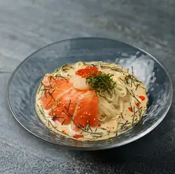 Salmon sesame tantan somen noodles
