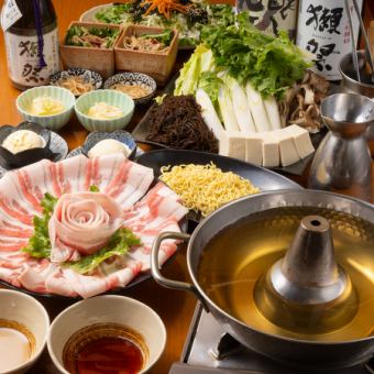 歓送迎会におすすめ【人気No1】しゃぶしゃぶorすき焼き あぐー豚堪能コース！2h飲み放付6,600円