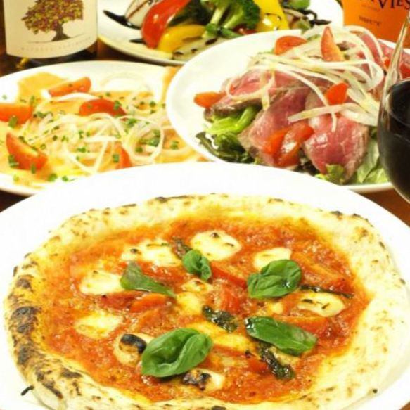 前菜盛合わせ・お任せpizzaなど全7品5500円(税込)コースが人気♪