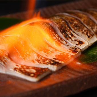 Grilled marinated mackerel sashimi