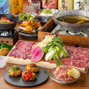【超大人気♪】2.5時間飲み放題付き馬タンしゃぶしゃぶ、選べるつくね含む「うま鶏家コース」