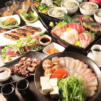 【宴会◎】 絶品!!桜鯛のしゃぶしゃぶ&極み牛串コース【料理のみ3500円】(全11品)
