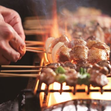 Hakkenden's popular "charcoal-grilled yakitori"