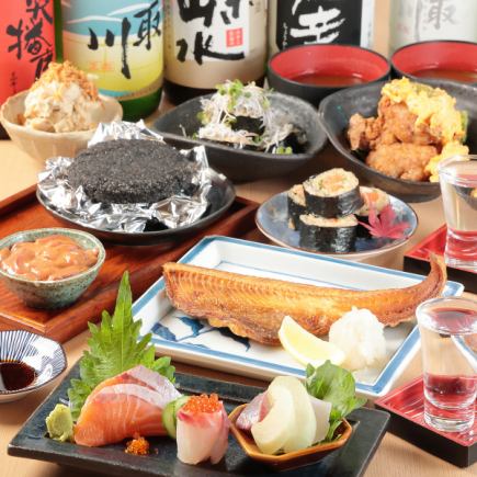忘年会に★飲み放題付★全10品5000円コース～名物！塩辛の石焼きや海鮮、寿司を堪能♪～