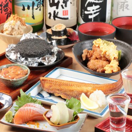 【日～木限定】★飲み放付★全8品4500円コース～名物！塩辛の石焼きや炙りサーモンマヨ巻き寿司