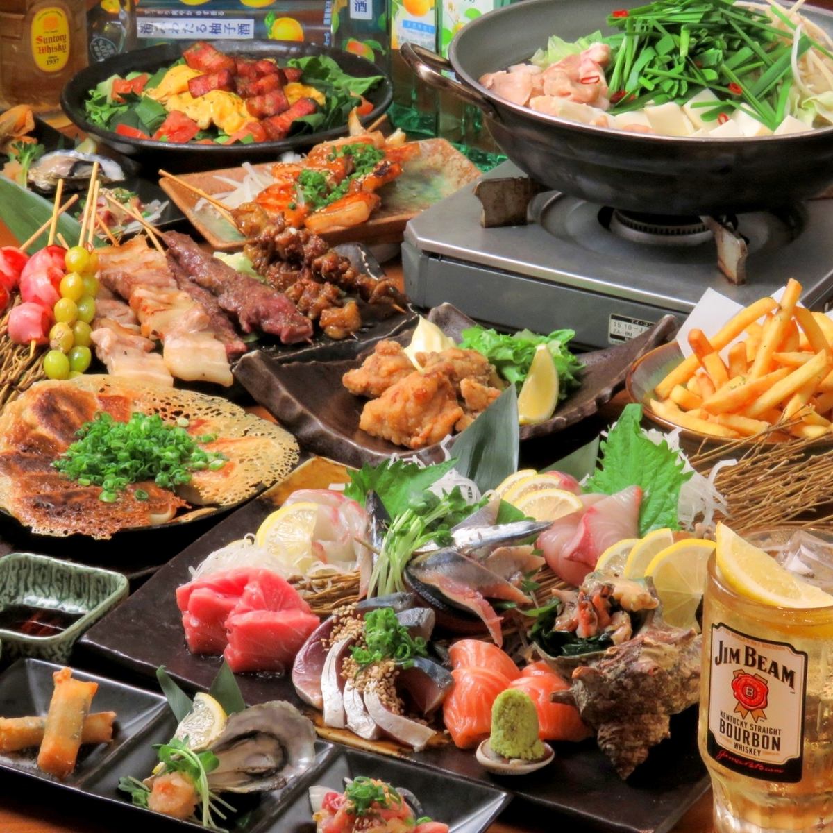 [GoToEat餐券兼容店！]無限暢飲套餐3500日元★生魚片，烤雞肉，火鍋！