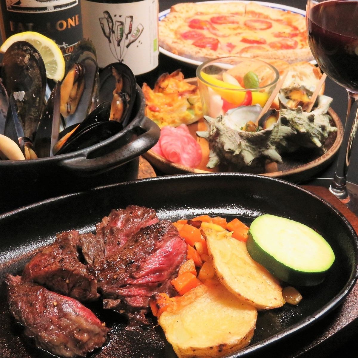 令人满足！11道菜的套餐，外加2小时畅饮，仅需4400日元。